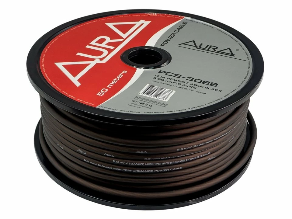 Cablu alimentare AURA PCS 308B, Metru Liniar / Rola 50m, 8mm2 (8AWG),