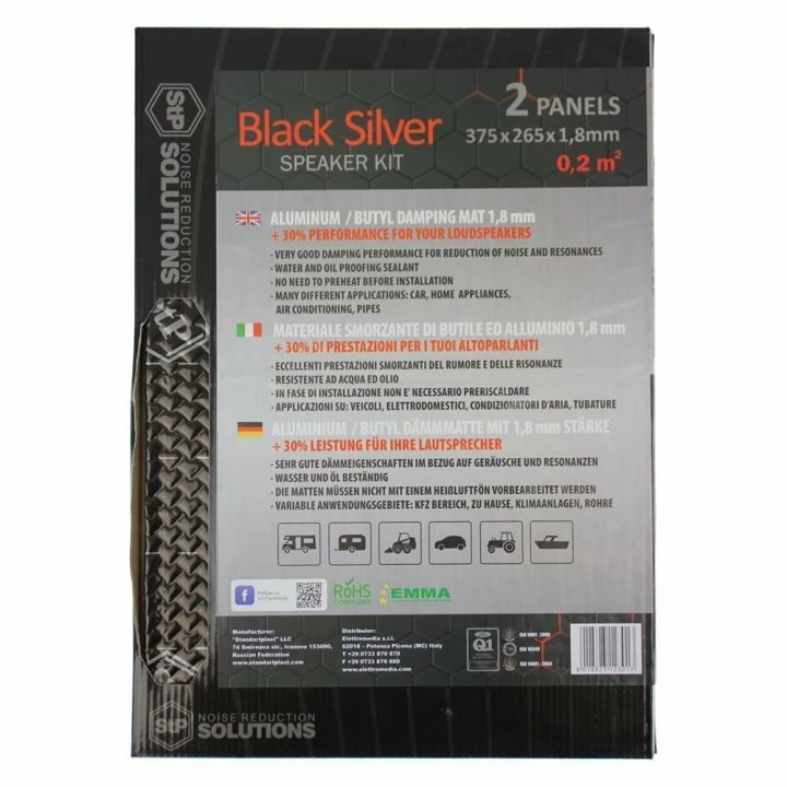 Insonorizant Premium auto STP Black Silver Speaker Kit, 1,8mm, 0,2m2 02m2 imagine Black Friday 2021