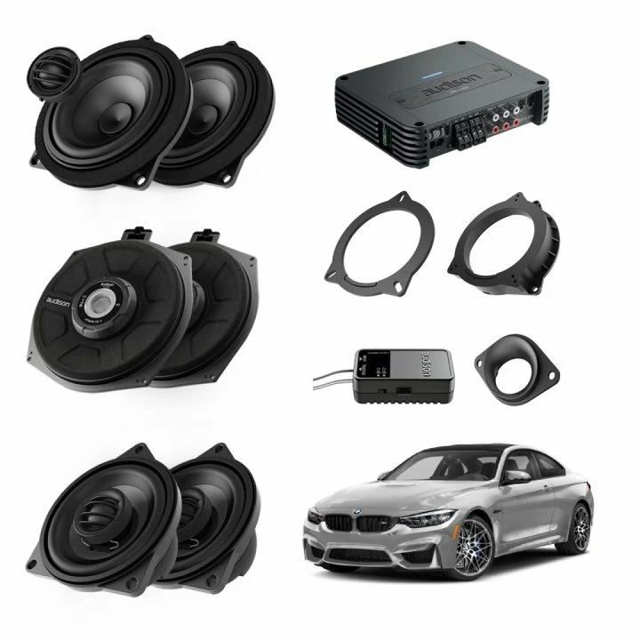 Pachet sistem audio Plug&Play Audison dedicat BMW K4E K4M A4E + Amplificator