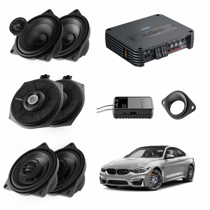 Pachet sistem audio Plug&Play Audison dedicat BMW K4M X4M + Amplificator Amplificator imagine noua