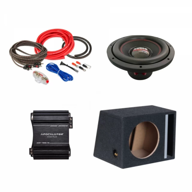 Pachet Subwoofer auto Audiosystem ASS-12 1000W + Amplificator Apocalypse AAP 1200.1D + Kit de cabluri complet Car audio > Pachete de BASS