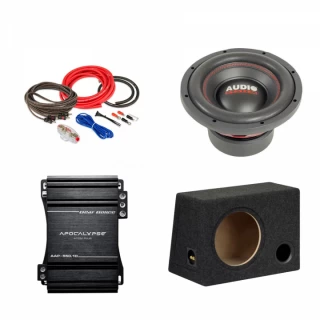 Pachet Subwoofer auto Audiosystem ASY-10 500W + Amplificator Apocalypse AAP 550.1D + Kit de cabluri complet