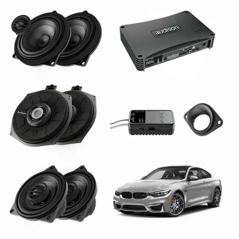 Pachet sistem audio Plug&Play Audison dedicat BMW K4E X4M + Amplificator AP F8.9bit + Conectica dedicata