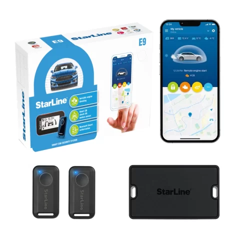 Alarmă auto Smart Starline E9 V2 Mini, 2 telecomenzi, Integrare CAN-OEM, pornire motor remote, Bluetooth 5.0